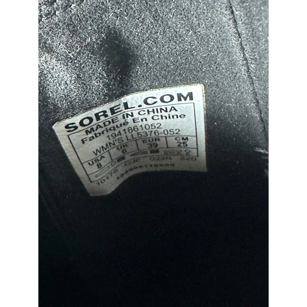 Sorel Joan of Arctic II Chelsea Wedge Ankle Boots Black Leather US Size 8